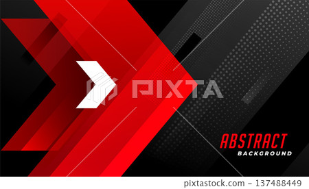stylish red and black arrow shape abstract background design 137488449