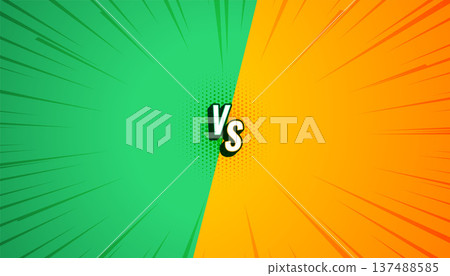 comic style green and yellow versus vs screen banner design 137488585