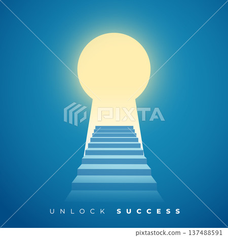 creative unlock business opportunity success staircase with bright keyhole design creative unlock business opportunity success staircase with bright keyhole design 137488591