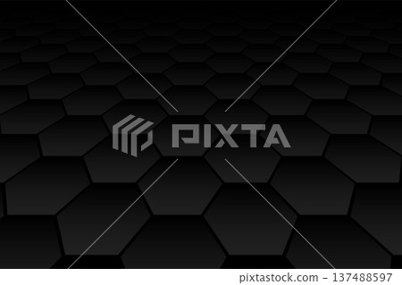 dark black hexagonal shape perspective background design 137488597