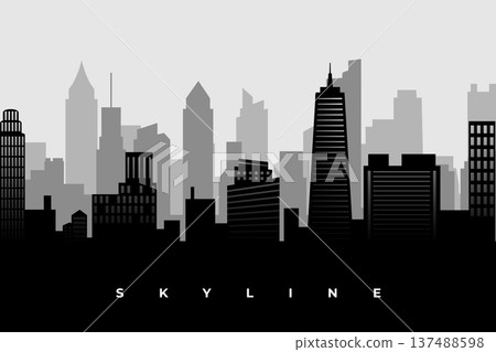 dark black high rise skyline metropolis downtown silhouette dark black high rise skyline metropolis downtown silhouette 137488598