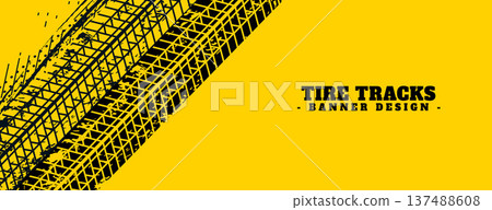 dirty tire track mark grungy texture yellow banner 137488608