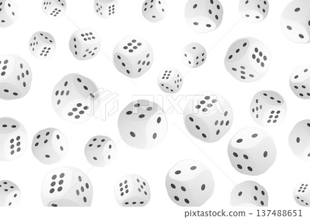 falling casino game die cubes on white background falling casino game die cubes on white background 137488651