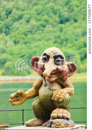 Troll monument in Geiranger on Juny 22, 2016 in Norway Troll monument in Geiranger on Juny 22, 2016 in Norway 137488677