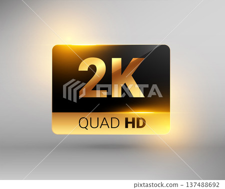 golden 2k quad hd video resolution quality tag icon design 137488692