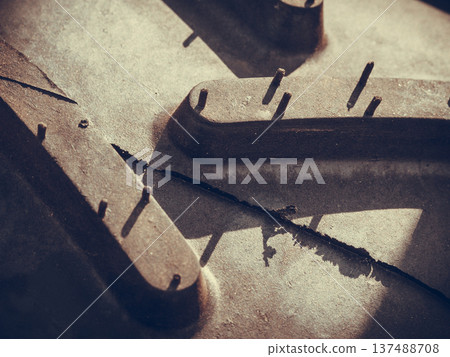Detailed closeup of rubber tire surface Detailed closeup of rubber tire surface 137488708