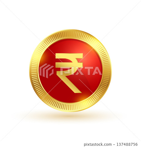 isolated 3d golden coin with rupee symbol 137488756