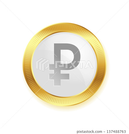 isolated golden coin with ruble symbol design isolated golden coin with ruble symbol design 137488763