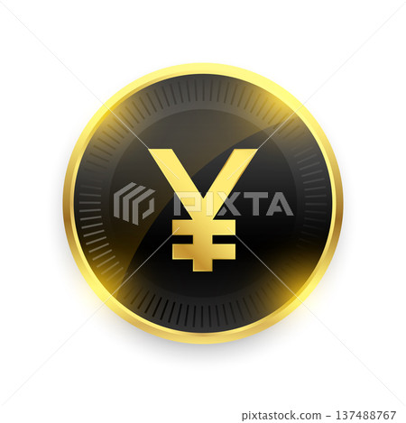 isolated japanese money yen golden coin design 137488767
