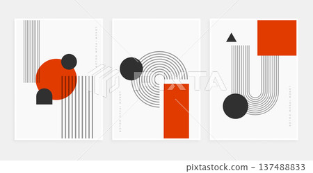 abstract bauhaus linear figure element template in set 137488833