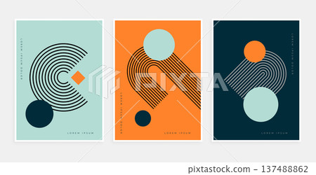 bauhaus line style abstract shape element layout in set 137488862