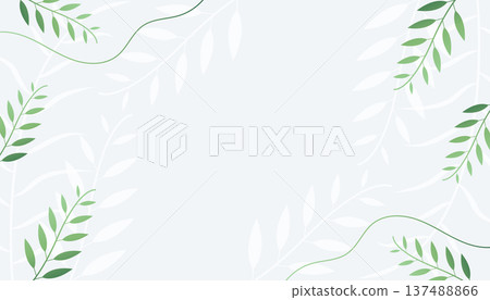 natural and herbal green leaves on white banner design 137488866