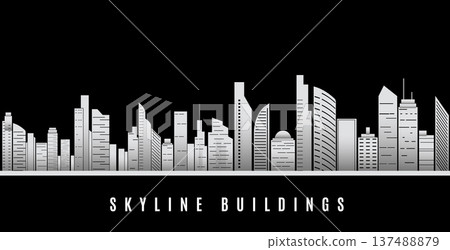 panoramic view high rise skyline cityscape building silhouette panoramic view high rise skyline cityscape building silhouette 137488879