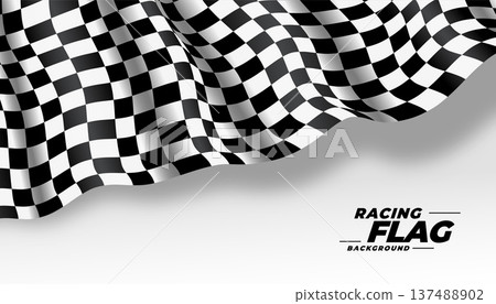 realistic and flowing checkered rally flag background for finish point 137488902
