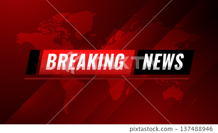 breaking news header world map banner for global broadcast 137488946