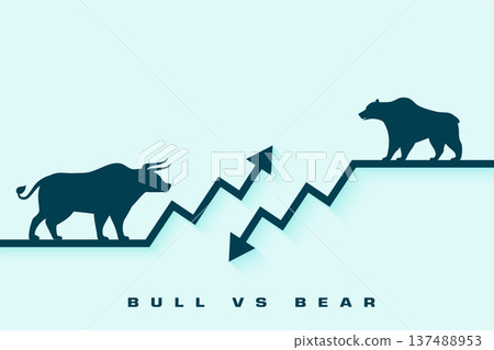 bull growth vs bear decline stock trade concept background bull growth vs bear decline stock trade concept background 137488953