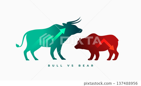 bull vs bear stock market sentiment concept background bull vs bear stock market sentiment concept background 137488956