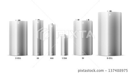 collection of lithium or alkaline batteries in different size and capacity 137488975