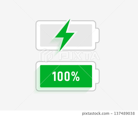 flat style 0 to 100 percent battery charge icon 137489038