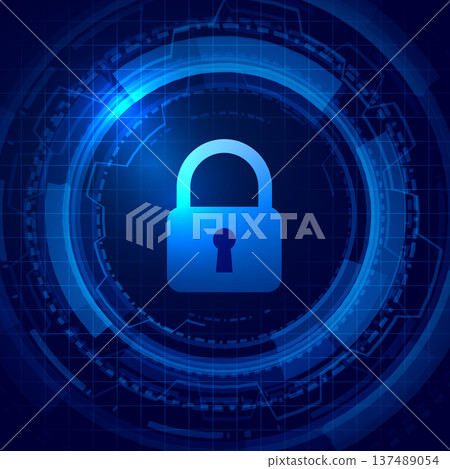 futuristic cyber security digital lock techno background 137489054