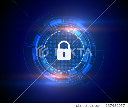 futuristic digital security lock techno hud background for data protection 137489057