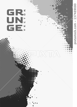 grungy style messy scratch texture poster with halftone effect 137489080
