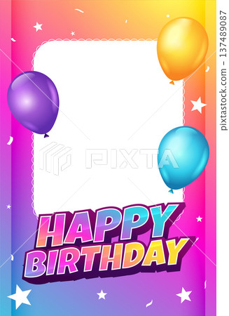happy birthday celebration kids theme banner with photo frame 137489087