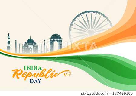 india republic day patriotic background with heritage monuments silhouette 137489106