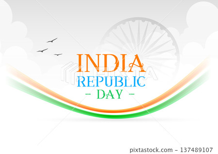 india republic day white background with national flag strip and ashok chakra 137489107