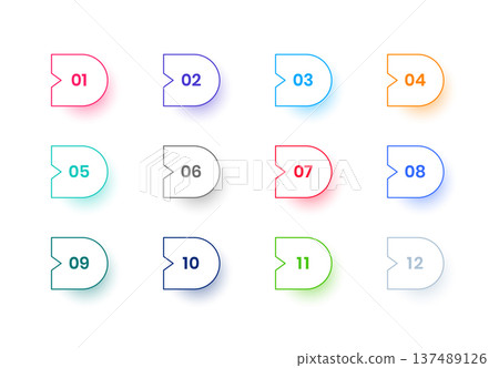 line art colorful bullet points info key in set 137489126