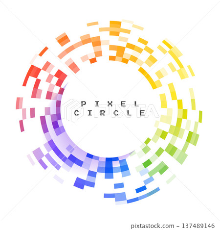 modern colorful pixelated grid block circular frame design modern colorful pixelated grid block circular frame design 137489146