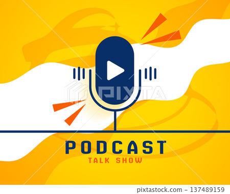 modern style podcast radio talk mic symbol poster 137489159
