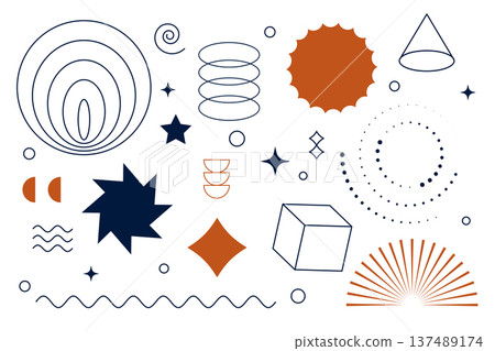 pack of simple y2k groovy figure elements design 137489174