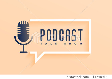 podcast studio talk show concept poster with microphone 137489180