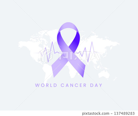 world cancer day awareness background with global map and heartbeat line world cancer day awareness background with global map and heartbeat line 137489283