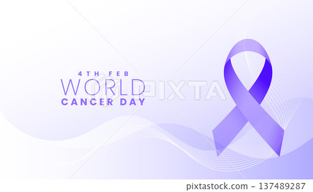 world cancer day health awareness background with purple ribbon and wavy line 137489287