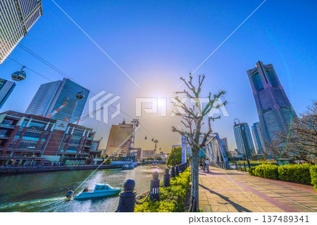 Renewal of Yokohama cityscape in Japan...Renovation of Kishamichi boardwalk. Ropeway, water taxi...Towards a new era Renewal of Yokohama cityscape in Japan...Renovation of Kishamichi boardwalk. Ropeway, water taxi...Towards a new era 137489341