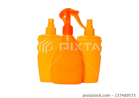 Bottles in orange color on display for outdoor use, PNG Bottles in orange color on display for outdoor use, PNG 137489573