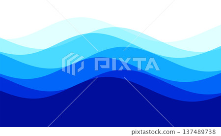 abstract and dynamic wavy motion blue banner 137489738