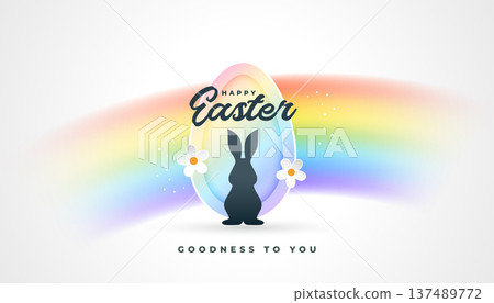 beautiful easter bunny silhouette on rainbow gradient background with colorful egg beautiful easter bunny silhouette on rainbow gradient background with colorful egg 137489772