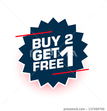 buy 2 get 1 free discount offer sticker background 137489790