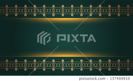 golden ethnic border on dark traditional background with text space 137489910