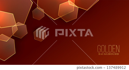 golden hexagonal shape premium background for presentation 137489912