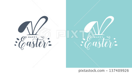 happy easter greeting card with bunny ears design happy easter greeting card with bunny ears design 137489926