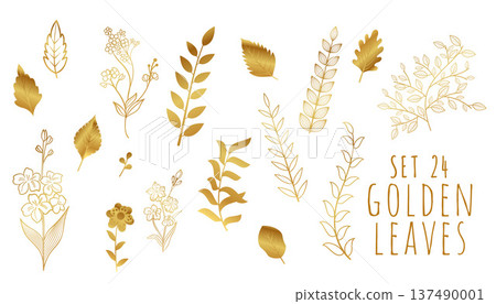 modern style golden leaves banner in set modern style golden leaves banner in set 137490001