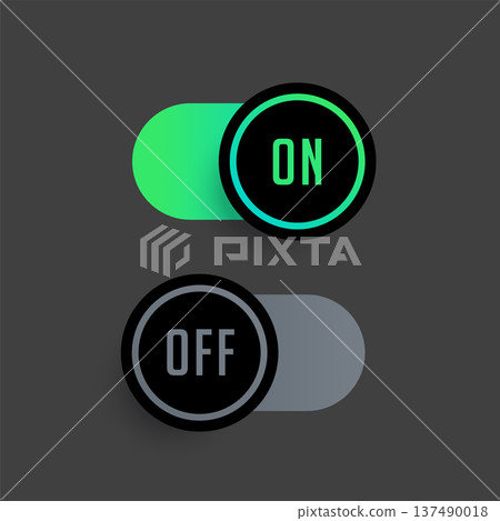 on and off toggle button dark theme a UI/UX element on and off toggle button dark theme a UI/UX element 137490018