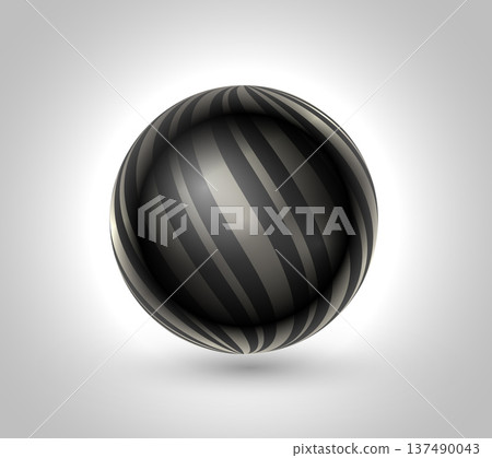 realistic black round ball on white background 137490043