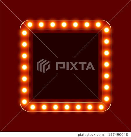 retro style showtime lightbox frame with glowing bulb design retro style showtime lightbox frame with glowing bulb design 137490048