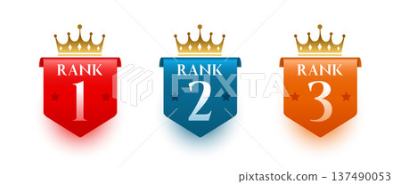 set of 1st, 2nd and 3rd winning place number with crown design set of 1st, 2nd and 3rd winning place number with crown design 137490053