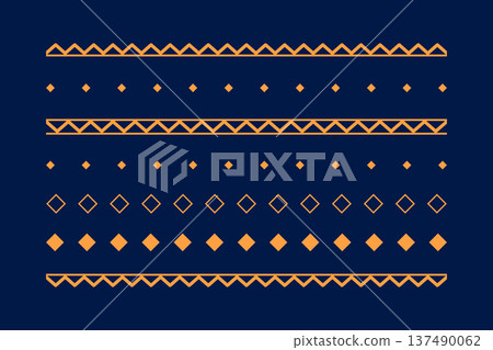 set of ethnic diamond shape stripe lines design set of ethnic diamond shape stripe lines design 137490062